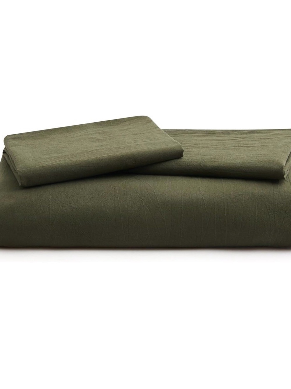 Olive Green Washed Cotton Duvet Cover Set - Queen - Picture 6 of 6